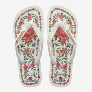 Anthropologie Havaianas x Farm Rio Flower Tapestry Thong Sandals White 9/10 NWT